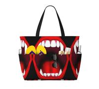 gbhJGK Vampire Bat Print Large Capacity Travel Tote Bag - Multiple Pockets for Beach, Camping, Gym, Vacation, and Daily Use