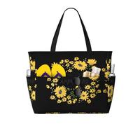 gbhJGK Wild Daisy Flower Print Large Capacity Travel Tote Bag - Multiple Pockets for Beach, Camping, Gym, Vacation, and Daily Use