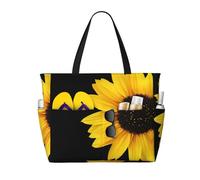 gbhJGK Wild Flower Sunflower Print Large Capacity Travel Tote Bag - Multiple Pockets for Beach, Camping, Gym, Vacation, and Daily Use