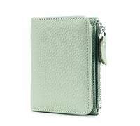 GBHKPLFO Small Wallet for Women, RFID Blocking Genuine Leather Bifold Zipper Pocket Wallet Credit Card Holder, Small Womens Wallet Purse with ID Window, Light Green, S, Multifunctional Leather Wallet
