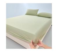 GBHMJU Fitted Sheet A-Class Cooling Silk Ice Skin Bottom Sheet 23/30cm Deep Pocket Soft Bed Sheet Twin Double Queen Super King(Green B,180x200+30cm)