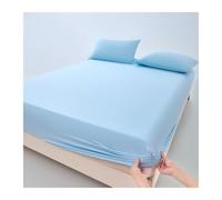 GBHMJU Fitted Sheet A-Class Cooling Silk Ice Skin Bottom Sheet 23/30cm Deep Pocket Soft Bed Sheet Twin Double Queen Super King(Blue A,90x200cm+48x74cm x2)