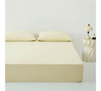 GBHMJU Fitted Sheet Small Double Queen Super King 88% Nylon 12% Spandex Summer Cool Feeling Ultra Soft Hotel Luxury Bottom Sheets 11" Deep Pocket(Yellow,150x200+30cm)