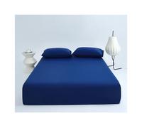 GBHMJU Fitted Sheet Twin Queen Super King 85% Nylon 15% Spandex Naturally Cool Solid Color Bed Sheets 13" Deep Pocket(Blue,150x200+35cm)