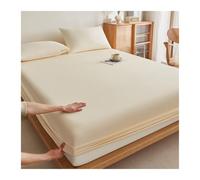 GBHMJU Fitted Sheet Twin Small Double Queen Super King 100% Cotton Luxuriously Soft Fitted Sheet Only Suitable for All Seasons(Beige,180x200cm+48x74cm x2)
