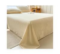 GBHMJU Fleece Flat Sheet Twin Queen King Ultra Soft Fluffy Plush Velvet Top Sheet for Fall Winter Cozy Warmth Bed Sheet(Beige,230x250cm)