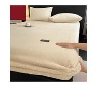 GBHMJU Velvet Fitted Sheet Twin Double Queen Super King Luxury Flannel Bed Sheets with 10”Deep Pocket Extra Soft Warmth Plush Bottom Sheets(Beige,200x220+27cm)