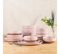 GBHOME 24-Piece Speckled Stoneware Dinner Set for 6 People - Handpainted Terracotta Underside,Dishwasher & Microwave Safe, Includes Dinner Plates, Dessert Plates, Pasta Bowls & Cereal Bowls