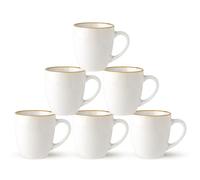 GBHOME Ceramic Coffee Mugs Set of 6, 12oz Stoneware Coffee Mugs Set For Dad Mom Women MEN, Light Weight Ceramic Coffee Cups for Latte/Tea/Beer/Hot Cocoa, Dishwasher & Microwave Safe-Pearl White
