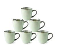 GBhome Ceramic Coffee Mugs Set of 6, 12oz Stoneware Coffee Mugs Set for Dad Mom Women Men, Light Weight Ceramic Coffee Cups for Latte/Tea/Beer/Hot Cocoa, Dishwasher & Microwave Safe, Pastel Green