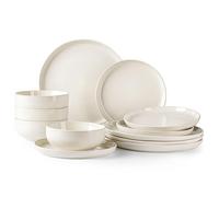 GBHOME Dinne Set for 4 People - 12 Piece Speckled Ceramic Plates and Bowls Sets Chip & Scratch-Resistant Modern Tableware | Dishwasher & Microwave Safe Dinerware