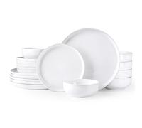 GBHOME Dinne Set for 6 People - 18 Piece Speckled Ceramic Plates and Bowls Sets Chip & Scratch-Resistant Modern Tableware | Dishwasher & Microwave Safe Dinerware