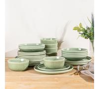 GBHOME Dinner Set for 6, 24 Piece Stoneware Set - Round Reactive Glaze Plates & Bowls, Highly Chip and Crack Resistant | Dishwasher and Microwave Safe Crockery Set