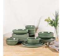 GBHOME Dinner Set for 6, 24 Piece Stoneware Set - Round Reactive Glaze Plates & Bowls, Highly Chip and Crack Resistant | Dishwasher and Microwave Safe Crockery Set