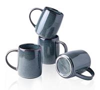 GBHOME Large Coffee Mugs Set of 4, 18oz Handmade Ceramic Coffee Mugs Set with Gradient color for Latte/Tea/Beer/Hot Cocoa, Dishwasher & Microwave Safe, Space blue