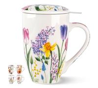 GBHOME Tea Mug with Infuser and Lid, 530ml Large Ceramic Loose Leaf Cup, Microwave, Dishwasher Safe Steeping Mug, Perfect for Tea Lovers