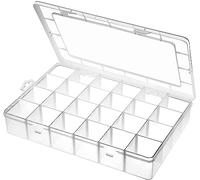 Gbivbe 24 Grids Extra Large Plastic Craft Storage Box, Plastic Organizer Container Bead Storage Box with Removable Grids Compartments for Earring Jewelry Seed and Small Parts