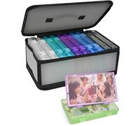 Gbivbe 4" x 6" Photo Storage Boxes Photo Case with Handle, 10 Inner Plastic Photo Keeper, Scrapbook Organiser Container Box for Craft, Seed, Cards Supplies with 1 Label