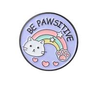 GBJUK Be Pawsitive Cat Enamel Pin Lapel Badge Brooch with Butterfly Clasp Back