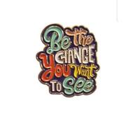 GBJUK Be the Change You Want to See Enamel Lapel Pin Badge Brooch with Butterfly Clasp Back