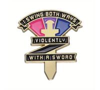 GBJUK I Swing Both Ways Violently With A Sword Enamel Pin Badge Pin Lapel Badge with Butterfly Clasp Back