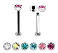 GBJUK Labret Lip Bar Tragus Cartilage Piercing Stud CZ 4mm Gem Ball 1.2mm 16ga 6mm 8mm 10mm 12mm 14mm (Aqua, 12mm)