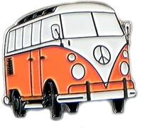 GBJUK Orange and White Campervan Enamel Pin Lapel Badge with Butterfly Clasp Back