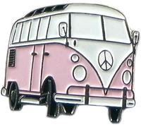 GBJUK Pink and White Campervan Enamel Pin Lapel Badge with Butterfly Clasp Back