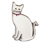 GBJUK White Cat Enamel Pin Lapel Badge with Butterfly Clasp Back