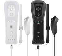 GBKDQQ 2er Set Wii-Fernbedienung Gamecontroller, Controller-Remote mit Nunchuck Nunchuk Controller für Wii Vernbedinung Remote Plus Ersatz Kontroller Jostick Game Handle (Weiß+Schwarz)