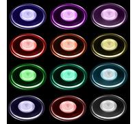 GBKDQQ LED Coasters, Pack of 12, Acrylic, 7 Colours, Round, 3 Lighting Modes, Illuminated for Drinks, Parties, Weddings