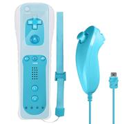 GBKDQQ Wii-Fernbedienung Gamecontroller, Wii Controller Remote mit Nunchuck, Nunchuk Controller für Wii Vernbedinung Remote Plus Ersatz Kontroller Jostick Game Handle für Wii/Wii U Konsole(Blau)