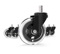 GBL - 5 x Office Chair Castor Wheels | Rubber Chair Casters Replacement Black | Quiet Rolling & Safe for Laminate, Carpets, Tiles, Vinyl and Hardwood Floors