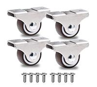 GBL Heavy Duty Castor Wheels + Screws - 25mm up to 40KG - Pack of 4 No Floor Marks Silent Caster for Furniture - Small Rubbered Trolley Wheels - Silver Castors