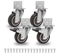 GBL Heavy Duty Castor with 2 Brakes,Pack of 4 L-Shaped Side Mount Casters Swivel Trolley - 200 kg Load,Rubbered Trolley Wheels,Silent Caster Wheels for Moving Furniture with Free Screws Fitting