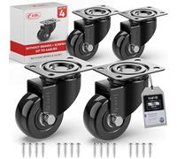 GBL Heavy Duty Castor Wheels + Screws - 50mm up to 200KG - Pack of 4 No Floor Marks Silent Caster for Furniture - Rubbered Trolley Wheels - Black Castors