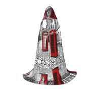 GBMBZSKP (London Red Telephone Booth) Halloween Hooded Cloak Witches Hat For Boys Girls Kid,85-134 Cm Hooded Cape Halloween Vampires Costume Cosplay Easter Masquerade Party