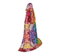GBMBZSKP (Rainbow Flowers) Halloween Hooded Cloak Witches Hat For Boys Girls Kid,85-134 Cm Hooded Cape Halloween Vampires Costume Cosplay Easter Masquerade Party