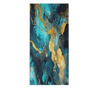 GBNMQED Face Towels Hand Towels for Bathroom Microfiber Towels Lightweight and Highly Absorbent Turquoise and Gold Printed Towels for Travel Camp Hotel 28.7" X 13.8"