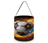 GBNMQED Halloween Trick Or Treat Bags Candy Buckets Trick Or Treat Basket Tote Cool Soccer Ball Printed Reusable Goody Bags for Halloween Christmas Supplies Favors, Cool Soccer Ball, 7.9 X 8.3 inch