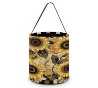 GBNMQED Halloween Trick Or Treat Bags Candy Buckets Trick Or Treat Basket Tote Flowers in Border Printed Reusable Goody Bags for Halloween Christmas Supplies Favors, Flowers in Border, 7.9 X 8.3 inch