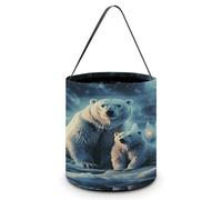 GBNMQED Halloween Trick Or Treat Bags Candy Buckets Trick Or Treat Basket Tote Two Polar Bears Printed Reusable Goody Bags for Halloween Christmas Supplies Favors, Two Polar Bears, 7.9 X 8.3 inch