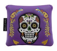 Gbourly Square Purple Golf Club Colorful Skull Skeleton Mallet Putter Head Cover Magnetic Closure Heel Shafted PU Leather Headcover