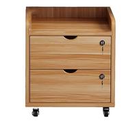 GBPLDMAQ 2/3 Tier Wooden Printer Stand, Under Desk Printer Table Mobile with Lockable Wheels and Storage Drawer for Home Office(Yellow,46x45cm/18x18in)