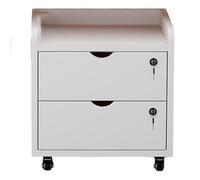 GBPLDMAQ 2/3 Tier Wooden Printer Stand, Under Desk Printer Table Mobile with Lockable Wheels and Storage Drawer for Home Office(White,50x45cm/20x18in)