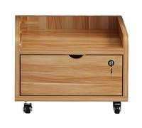 GBPLDMAQ 2/3 Tier Wooden Printer Stand, Under Desk Printer Table Mobile with Lockable Wheels and Storage Drawer for Home Office(Yellow,46x26cm/18x10in)