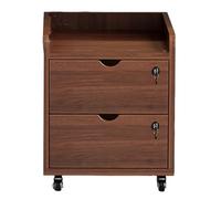 GBPLDMAQ 2/3 Tier Wooden Printer Stand, Under Desk Printer Table Mobile with Lockable Wheels and Storage Drawer for Home Office(Brown,46x45cm/18x18in)