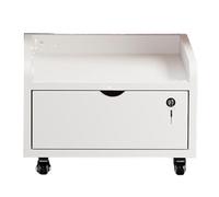 GBPLDMAQ 2/3 Tier Wooden Printer Stand, Under Desk Printer Table Mobile with Lockable Wheels and Storage Drawer for Home Office(White,50x26cm/20x10in)