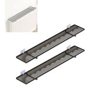 GBPLDMAQ 2 Pieces Radiator Shelf no Drill Drying Rack Metal Material, Load Capacity 55Ib, Radiator Cover Shelf Maximize Space, Hollow Out Design(Black,55x10cm/21.7x4in)