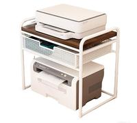 GBPLDMAQ 2 Tier Printer Stand, Small Printer Table with Storage Mesh Drawer Under Desk Organizer Holds up to 33 lbs for Home Office(WhiteA)